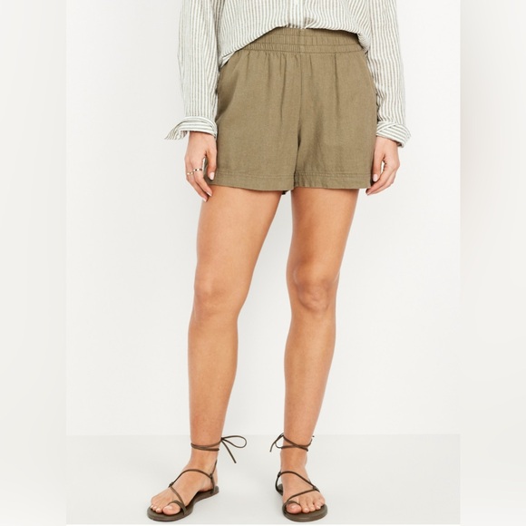 🆕 Old Navy Women’s High-Waisted Linen-Blend Shorts 3.5-in inseam Kombu XL 16-18 - Picture 5 of 15